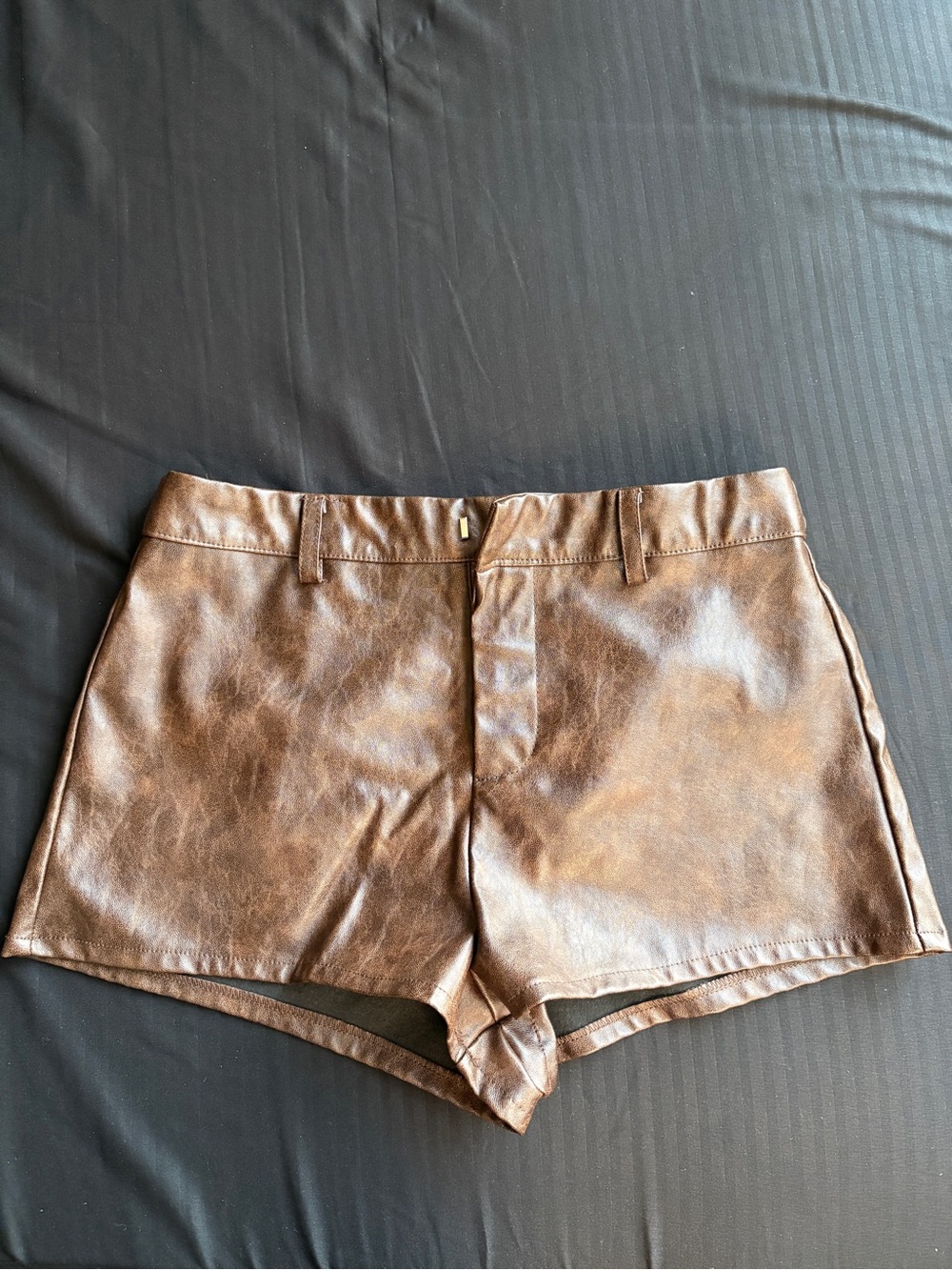 Black Ibis Brown Faux Leather Skirt